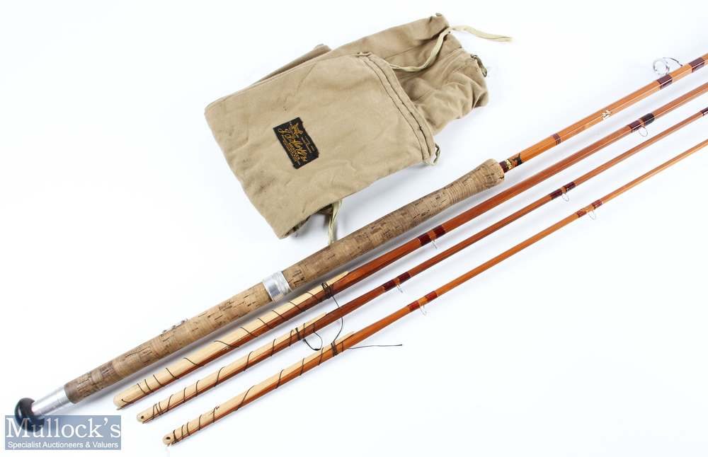 Sharpes Aberdeen "The Scottie" brand split cane spliced salmon fly rod 12' 3pc line 8/9#, 20" handle