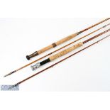 J Robertson Newcastle upon Tyne split cane fly rod 9' 2pc alloy uplocking reel seat and collar