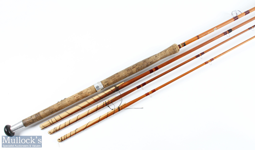 Sharpes Aberdeen "The Scottie" brand split cane spliced salmon fly rod 12' 3pc line 8/9#, 20" handle - Image 2 of 3