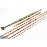 An unusual combination rod by Wilkes Redditch, made up of 6 parts, smoked bamboo and greenheart, 26"