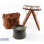 Wicker Creel 12" x 9" x 8.5" with leather adjustable strap, hardwood base and strengthened lid,