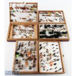 3x Sullivan Powell boxes - two with lift out trays containing a huge collection of trout and sea