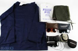 Fishing Accessories: to include an unused Barbour Fisherman's blue smock size L, Berhaus gaiters,