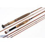 Unnamed split cane fly rod 10' 3pc with spare tip, alloy sliding reel fitting, red agate butt/tip