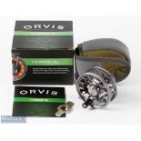 Orvis Hydros SL.1 fly reel, 3.25" caged spool with counterbalanced handle, large rear tensioner,