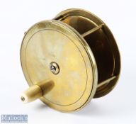 Chas Farlow, Maker, 191 The Strand, London, brass plate wind salmon fly reel, 4.75" wide spool