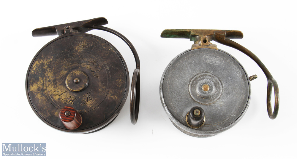 Malloch's Patent Sidecaster Reel in alloy with brass twisting foot and line guide, rear dia. 3 3/8", - Image 2 of 2