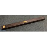 Period Wooden Fishing Rod Travel case, with brass fittings, lock (with its original key) and handle,