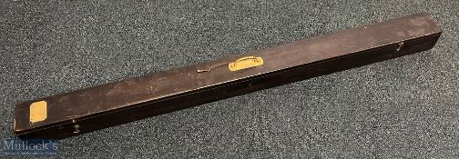 Period Wooden Fishing Rod Travel case, with brass fittings, lock (with its original key) and handle,