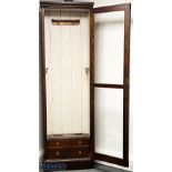 Fine glazed Sporting Cabinet, stained pine with a 2 panel glass door, brass lock and fittings with