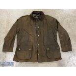 Barbour Wax Jacket, size XXL, cord collar, hand warmer pockets, tartan lining with drip lining and