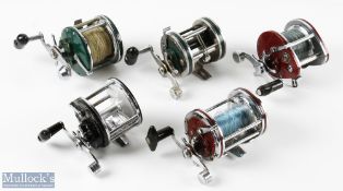 5x Assorted Multiplier Reels - inc Gilfin 500 and 800, Shakespeare 2154, Winfield Surf Caster and