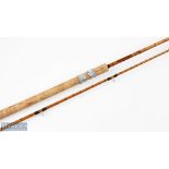 Aspinall & Son Redditch "The Dalesman" split cane pike rod 8' 2pc, 22" handle with alloy sliding