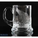 David Whyman Crystal Engraving Artist Leaping Fish Tankard, an impressively engraved mug marked D