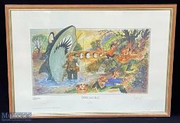Danny Byrne Humorous Cartoon Fishing Print, 'A Fisherman's Tale' No.102 of 1500, signed by the
