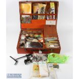 Fly Tying Kit in wood box, 20" x 14" x 5.5", containing a large collection of tying materials -