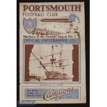 1935/36 Portsmouth v Grimsby Town Div. 1 match programme 25 April 1936; rusty staple, slight mark,