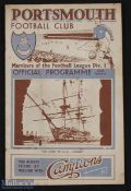 1935/36 Portsmouth v Grimsby Town Div. 1 match programme 25 April 1936; rusty staple, slight mark,