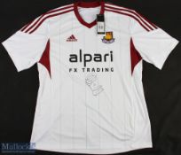 Andy Carroll Signed 2014 West Ham United Away replica Football Shirt in white, short sleeve, size L