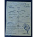 1945 Cup Winners Challenge Chelsea v Bolton Wanderers single sheet match programme at Stamford