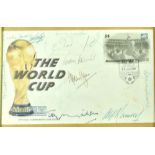 World Cup Signed First Day Cover dated 1986 features Bobby Moore, Alf Ramsay, Matt Busby, Alan Ball,