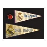 1956/57 Real Madrid pennant with club badge, also 1960s Real Madrid pennant with club badge; also