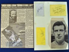 Selection of Football Autographs features Nobby Stiles on Newspaper and Magazine pages together with