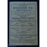 1944/45 Everton v Bolton Wanderers football league war cup qualifying single sheet match