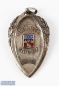 1924-5 French Rugby Medal: Elongated heart shaped 45mm x 25mm overall silver medal with chain