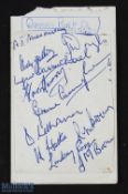 1948-49 Scottish Football Autograph Page - Queens Park, with noted signatures of Letham, Hastie on a