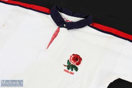 1993 Dewi Morris Signed England Rugby Jersey: No 9 matchworn Cotton Traders short-sleeved England