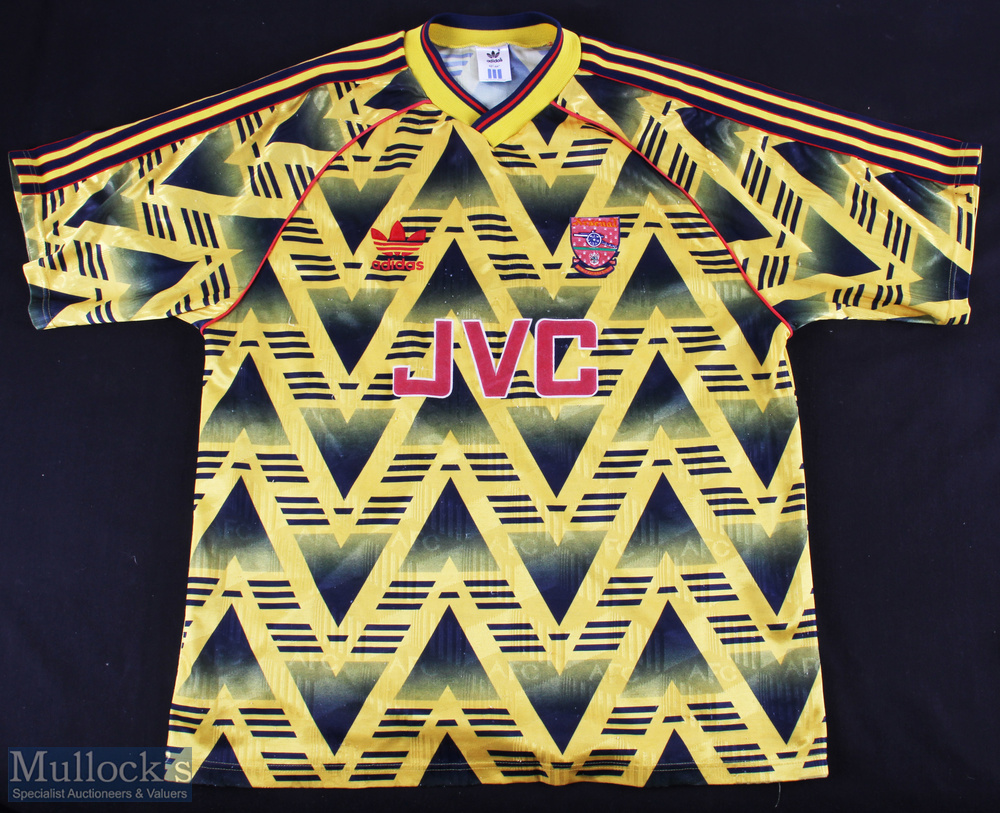 Arsenal 1991-93 Away Shirt Jersey Top Adidas 90s JVS, size 42-44 Adidas short sleeve shirt