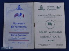 1948-1949 Bishop Auckland v Stade Francais March 27th 1948, v Nigeran FA XI September 3rd 1949, G