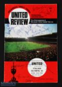 1967/68 Manchester United v Italian Olympic XI friendly match, multi signed Football programme