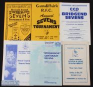 1971-96 Rugby Sevens in Wales Programmes (6) For Mon Junior Union 1971, Penarth 1979 & 1993,