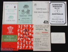 1947-84 Australia in UK Rugby Programmes etc (8): Marvellous selection from Wallaby games down the