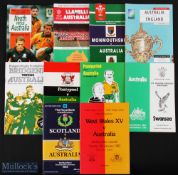 Wizard' Oz Rugby Programmes Collection (10): Wallabies' visits of 1981-2 (v Bridgend, Pontypool,
