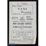 1946 'Kiwis', NZ Services v Monmouthshire Rugby Programme: Famous 'tour' and famous shock 15-0