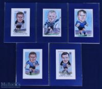 Framed Cardiff Rugby Stars Caricature Prints (5): Jeff Giggs' attractive small uniformly mounted