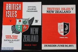 1971 British & I Lions Rugby Test Programmes (2): First and Fourth test v NZ on the Lions' only