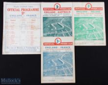 1930-51 England Home Rugby Programmes (4): v Ireland (old style) 1930, some tears & 1950; v