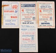1939 and 1948-52 inclusive Wales v Scotland Rugby programmes (4): Taped but sound and collectable,