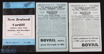 Cardiff 1940s/50s Rugby Programmes (3): Cardiff v New Zealand (won), and v Llanelli (who took the