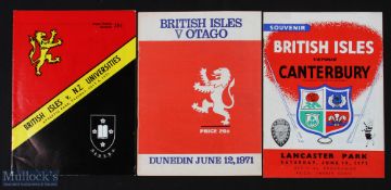 1971 British & I Lions Rugby Programmes (3): Issues from the victorious Lions' games v Otago,