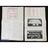 1930 Ireland v England Rugby Programme Cuttings Display: The programme has been split into