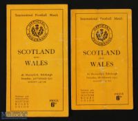 1951/1953 Scotland v Wales Rugby Programmes (2): The usual orange slim issues, with as ever a little
