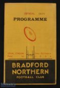 1936-37 Bradford Northern v Huddersfield Rugby League Programme: 3.10.1936, has a vertical crease