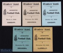 Very Rare 1903-06 Leicester Rugby Tickets v Welsh Visitors (5): Terrific set of five small near-mint