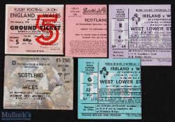 1975-1997 Wales Away 5/6 Nations Rugby Tickets (5): At England 1976; at Scotland 1975 & 1997; and at