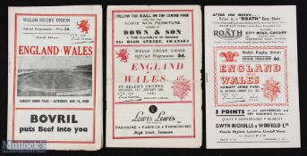 1949/51/53 Wales v England Rugby Programmes (3): Usual Twickenham cards, a few splits starting and a